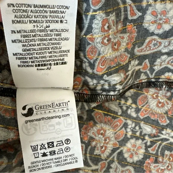 Boden Ruched Detail Metallic Thread Paisley Print Blouse Top Women’s Size 14 US - Picture 11 of 11